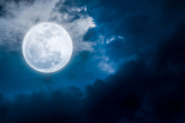 Plakat Full Moon, Full glowing moon with stars and cloud at beautiful night.