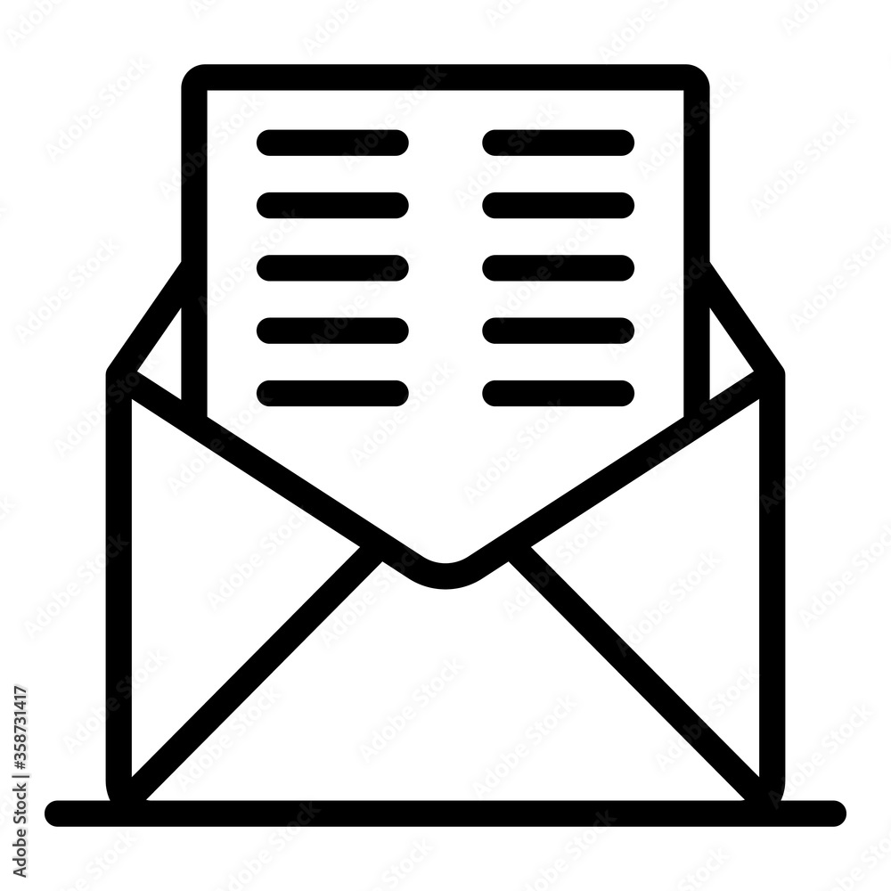 Aufkleber letter in an envelope icon. outline letter in an envelope vector icon for web design isolated on whi