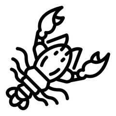 Lobster icon. Outline lobster vector icon for web design isolated on white background