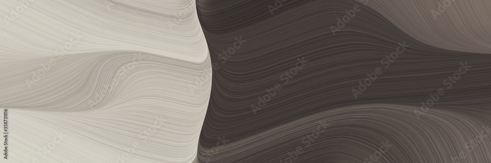 Poster abstract artistic designed horizontal header with silver, dark slate gray and dark gray colors. fluid curved lines with dynamic flowing waves and curves for poster or canvas