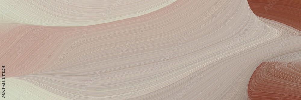 Poster abstract flowing header with dark gray, brown and pastel gray colors. fluid curved flowing waves and