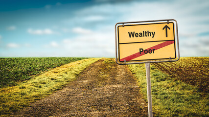 Obraz premium Street Sign Wealthy versus Poor