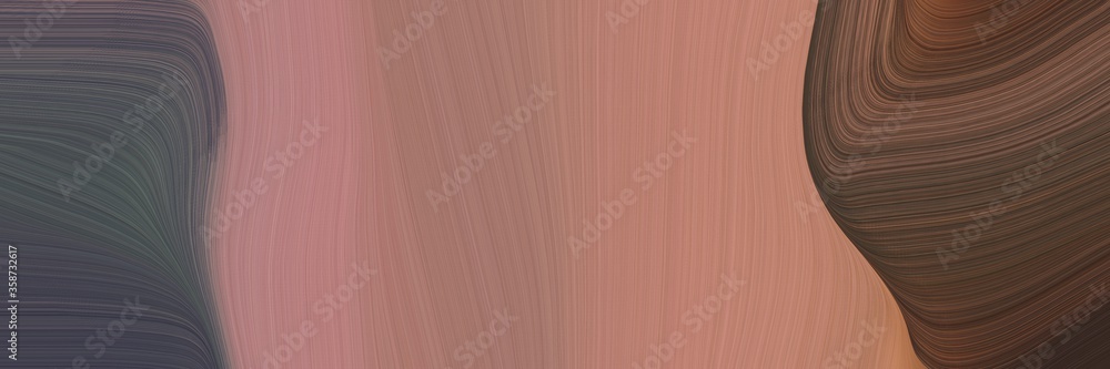 Poster abstract dynamic horizontal header with rosy brown, dark slate gray and pastel brown colors. fluid curved flowing waves and curves for poster or canvas