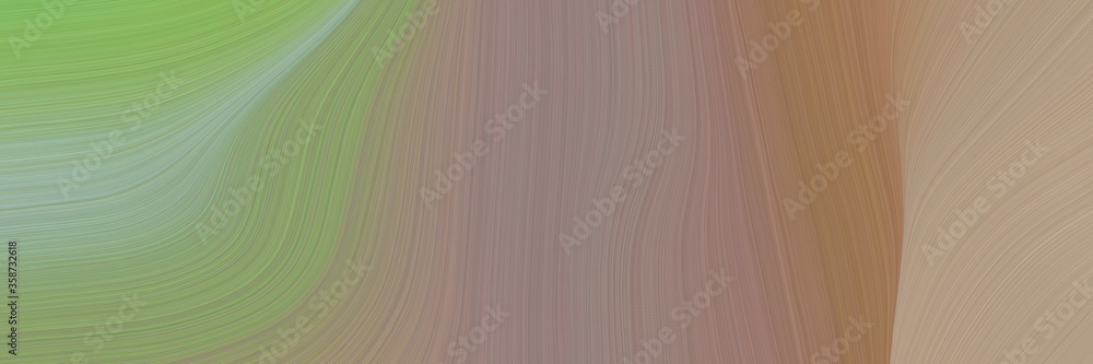 Poster abstract dynamic horizontal banner with gray gray, dark sea green and rosy brown colors. fluid curve
