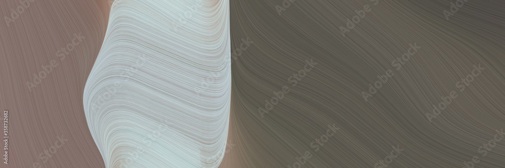 Poster abstract surreal horizontal header with dim gray, silver and dark gray colors. fluid curved flowing waves and curves for poster or canvas