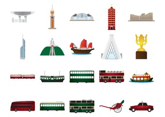 hong kong icons set