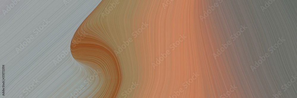 Poster abstract modern header with pastel brown, dark gray and peru colors. fluid curved lines with dynamic flowing waves and curves for poster or canvas