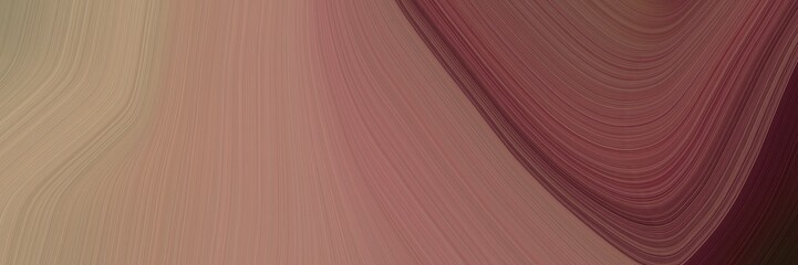 abstract modern designed horizontal banner with pastel brown, very dark pink and old mauve colors. fluid curved flowing waves and curves for poster or canvas