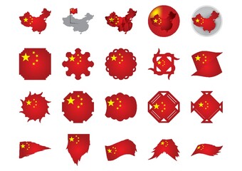 collection of chinese flag icons