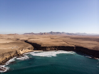 Fototapeta na wymiar Esquinzo beach aerial drone shot, Fuerteventura