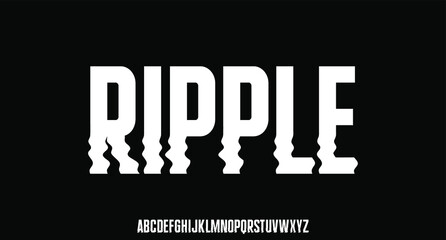 ripple, modern typeface with glitched or distortion effect
