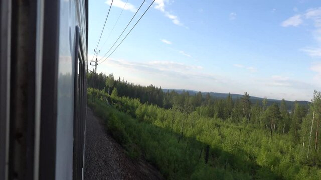 Lulea, Sweden The landscape from a rolling train in northern Sweden