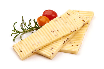 Caraway cheese, isolated on a white background
