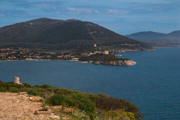 Fototapeta na wymiar Sardinian coastline and Mediterranean sea