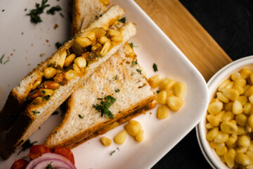 Delicious cheese corn sandwich