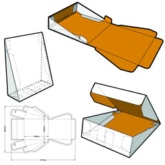 Triangular Self Assembly Packaging and Die-cut Pattern. The .eps file is full scale and fully functional. Prepared for real cardboard production.