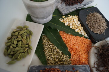 Various types of dal with selective focus