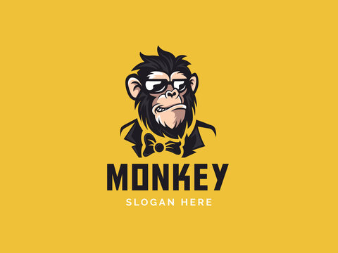 Monkey mascot logo vector