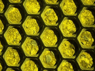 yellow abstract background with circles with 3d effect