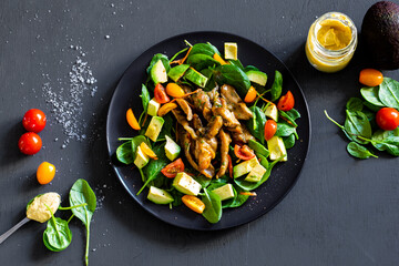 Baked Honey Mustard Chicken with avocado and salads