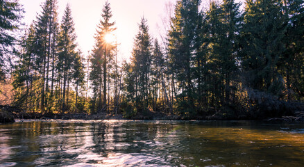 sunset over the river