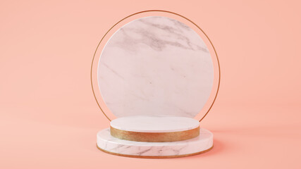 Empty pink marble stage