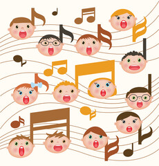 vector children chorus (musical notes)