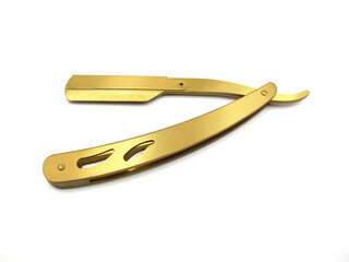 Straight Razor gold color on white background