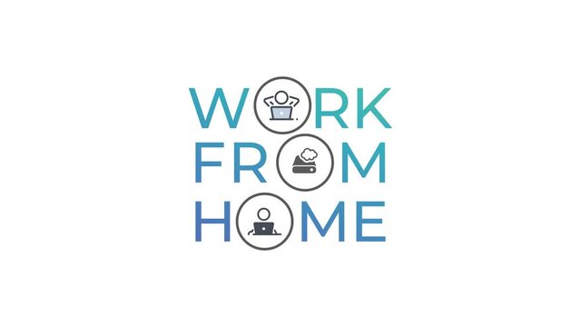 Motion graphic animation about working from home concepts for prevent corona virus
