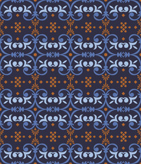 Retro vintage Chinese traditional pattern seamless background spiral curve cross plant vine geometry check