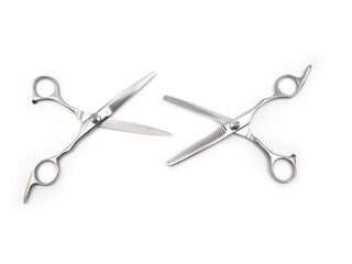 Scissors Barber, Scissors Salon , Scissors Realistic Metal silver, Scissors Classic, Scissors for a hairstyle on White Background