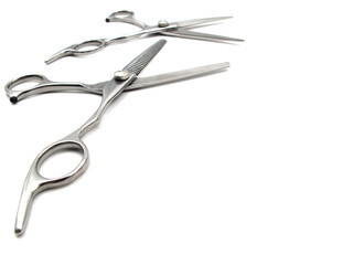 Scissors Barber, Scissors Salon , Scissors Realistic Metal silver, Scissors Classic, Scissors for a hairstyle on White Background