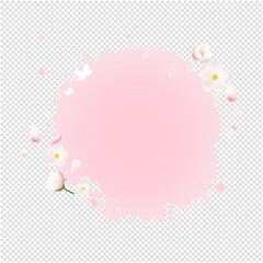 Pink Stain With Flowers Sale Banner Transparent Background With Gradient Mesh, Vector Illustration