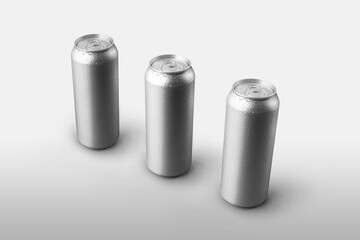 Mockup carbonate containers with a drink and condensate on a background with shadows.