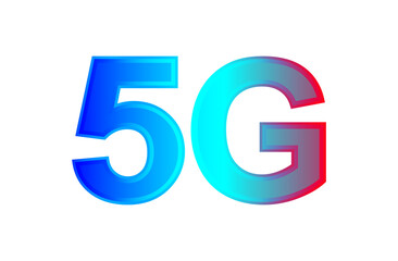 5G logo font for technology future, numbers 5 and G symbol blue and purple, 5G alphabet for business digital network global concept