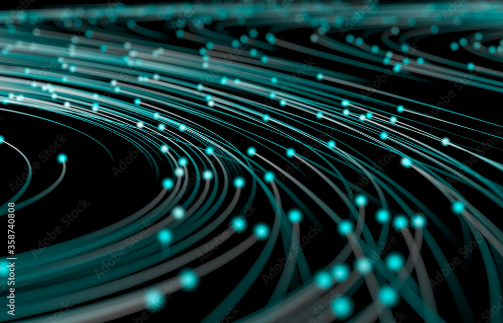 Aufkleber Abstract digital technology background. Big data visualization. Network connection structure. 3d render.