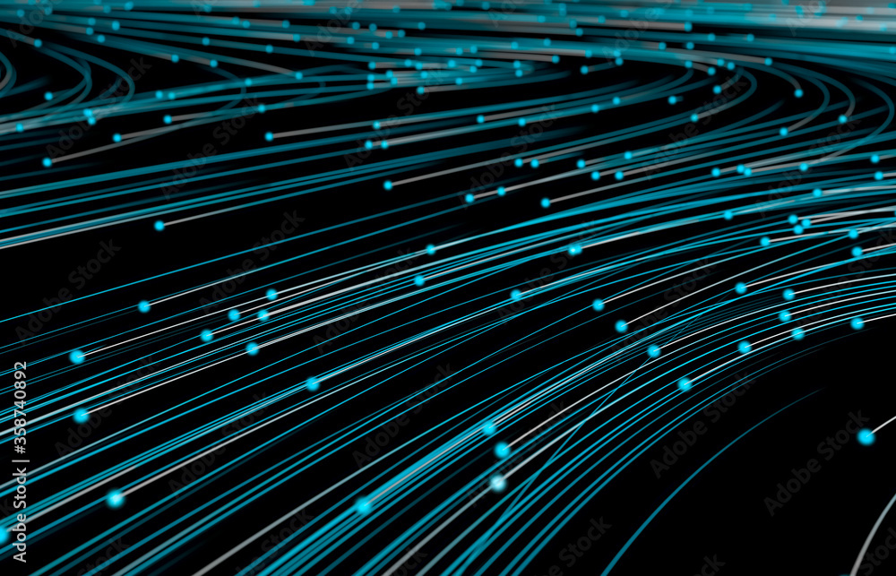 Poster Abstract digital technology background. Big data visualization. Network connection structure. 3d render.