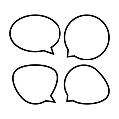 speech balloon ellipse isolated on white, speech bubble art line sign of communication symbol, black and white speech bubble for talk text, balloon message icon, dialog chatting graphic for icon talk