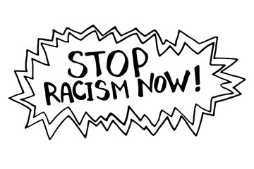 Stop racism - vector lettering doodle handwritten on theme of antiracism, protesting against racial inequality and revolutionary design. For flyers, stickers, posters