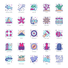 
Pack Of Underwater Flat Icons 
