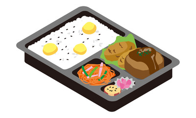 市販のハンバーグとクリームコロッケの栗ご飯弁当