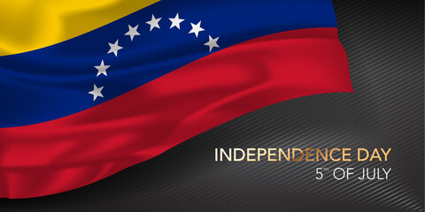 Venezuela happy independence day greeting card, banner with template text vector illustration