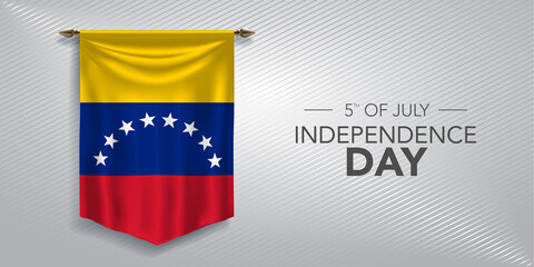 Venezuela independence day greeting card, banner, vector illustration