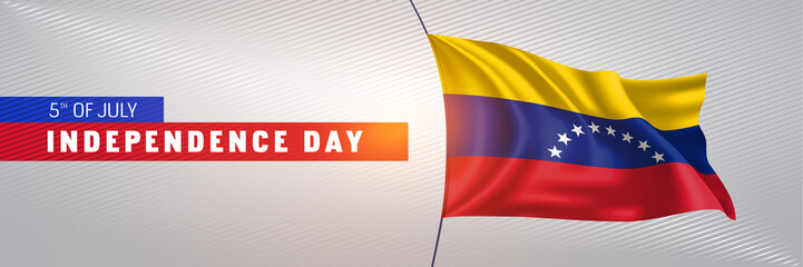 Venezuela happy independence day greeting card, banner vector illustration