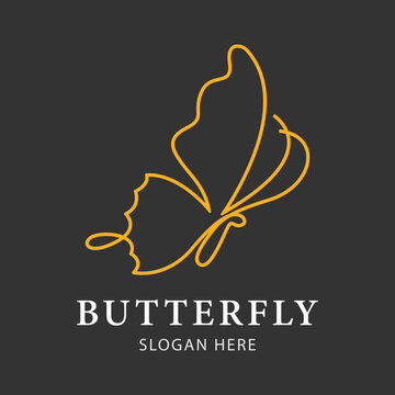 Butterfly luxury and minimalist logo template.