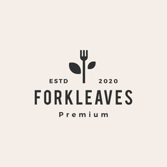 fork leaves leaf hipster vintage logo vector icon illustration