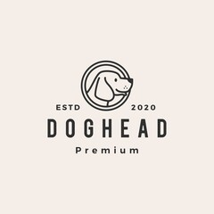 dog head hipster vintage logo vector icon illustration