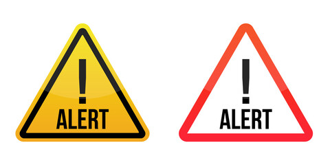 alert signs Warning signs labels. Yellow and red. Isolated on white background. EPS10 - obrazy, fototapety, plakaty