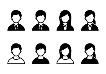 男性と女性のアイコンのセット ビジネスマン 人 シンプル イラスト 上半身 Wall Mural Yugoro