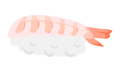 握り寿司の茹でた海老のイラスト。